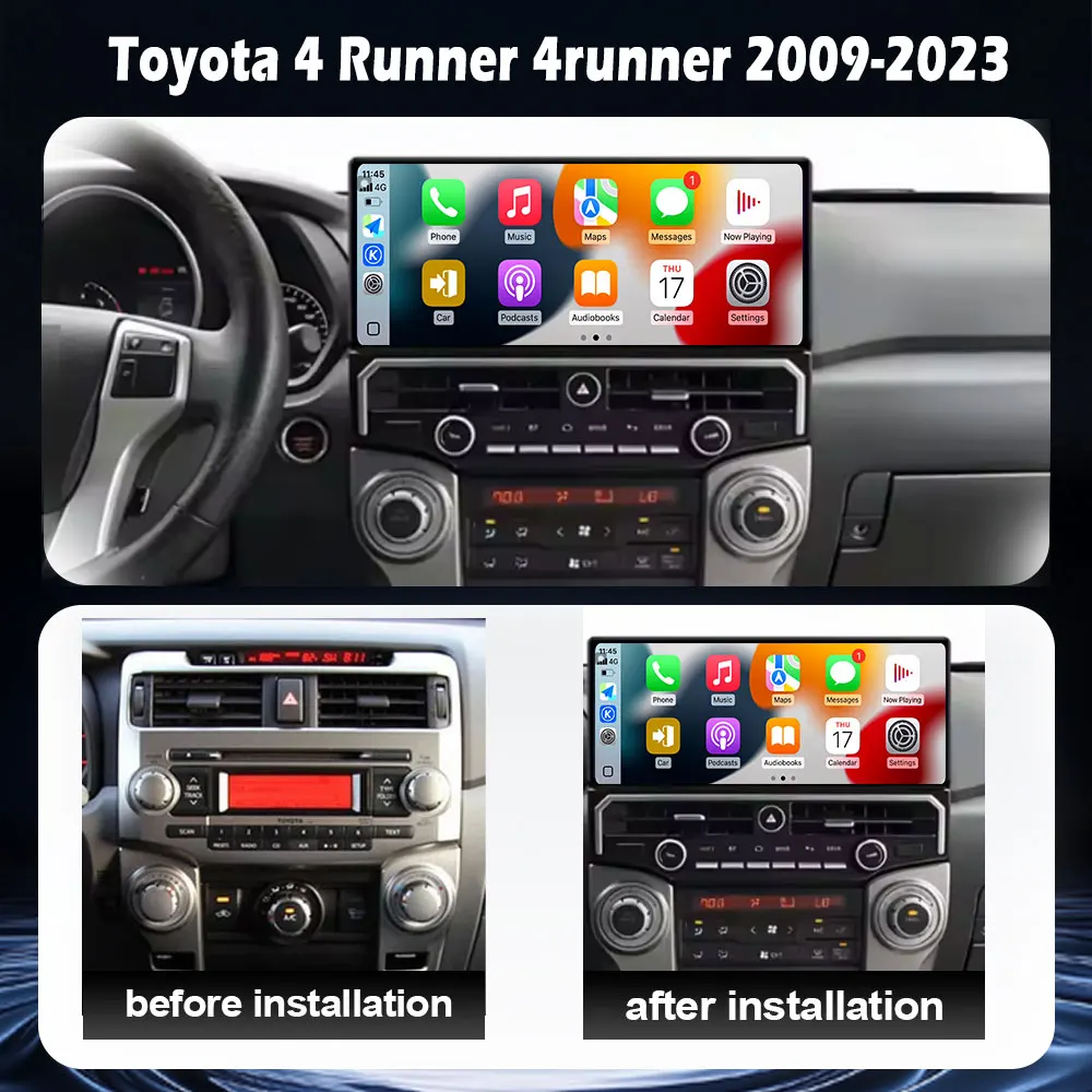Car Radio Stereo GPS Multimedia Player For Toyota 4 Runner 4runner 2009-2013 Android Auto Carplay Head Unit 4G BT No 2 Din