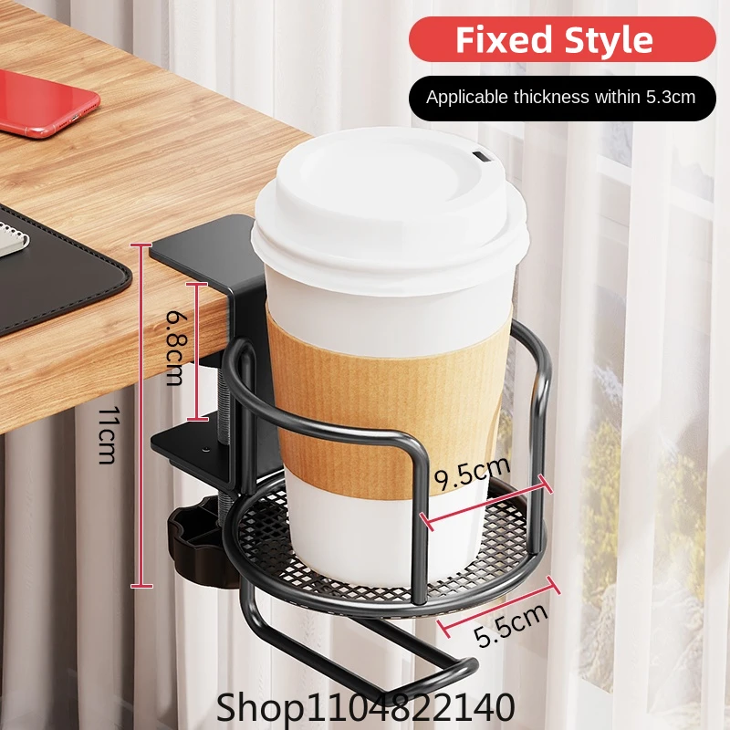 2 In 1 Tempat Cangkir Meja Tanpa Bor Dapat Disesuaikan Dudukan Klem Lengan Ditingkatkan 360 Derajat Penjepit Tepi Meja Putar Tempat Cangkir Antijatuh