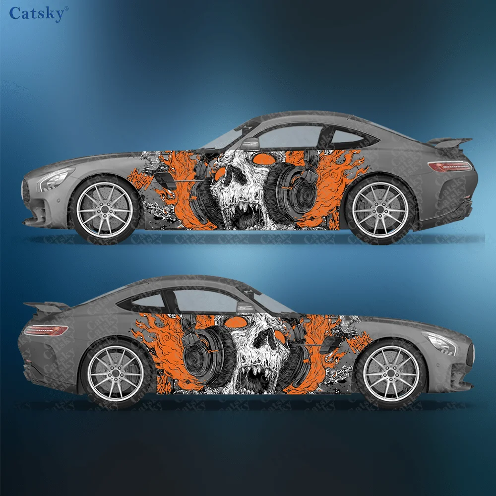 

Flame Skull Splash Car Side Sticker Decoration, PVC Waterproof Scratch Resistant Decal, Car Protection, Auto Accessories Gift