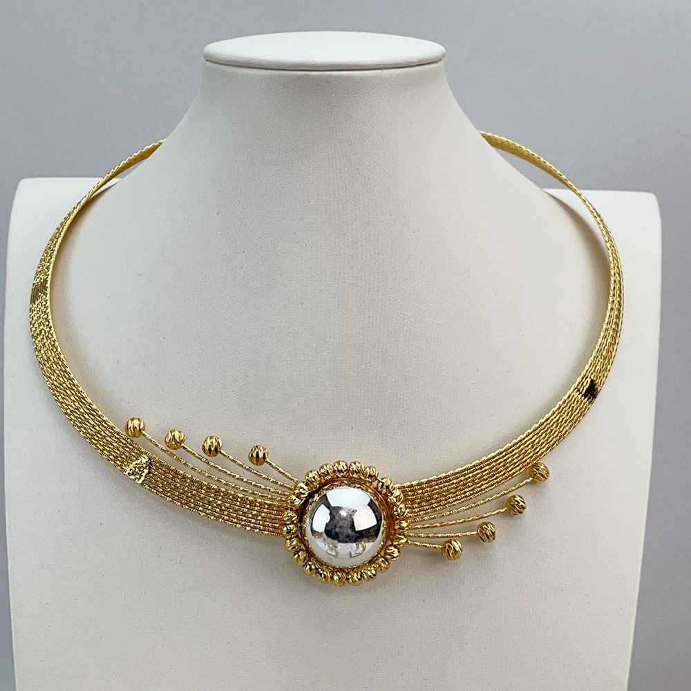 Yuminglai دبي طقم مجوهرات مطلية بالذهب للنساء أقراط سوار خواتم هدايا حفلات الزفاف اكسسوارات نسائية FHK21398 #3