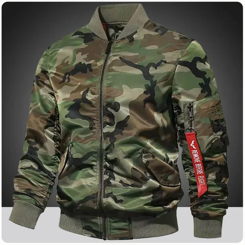 Men\'s Spring Fall Lightweight Camouflage Bomber Jacket Windbreaker Softshell Varsity Jackets Men Golf Fashion Sportswear Coats