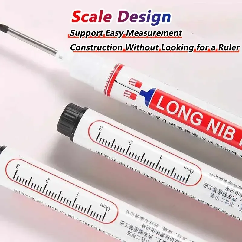 8Pcs/Set 20mm Deep Hole Long Nib Head Markers for Metal Perforating Pen Waterproof Bathroom Woodworking Decoration Multi Purpose