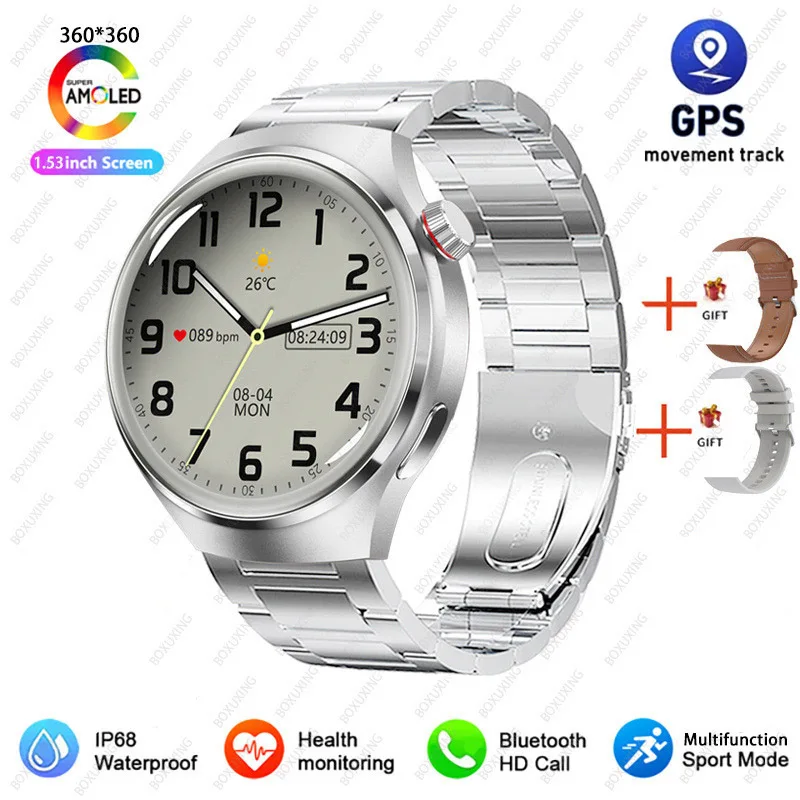 2026 Neue Watch 4 Pro GPS Smartwatch für Herren 360*360 AMOLED-Bildschirm Herzfrequenz Bluetooth-Anruf IP68 Wasserdicht Sport-Smartwatch für Männer