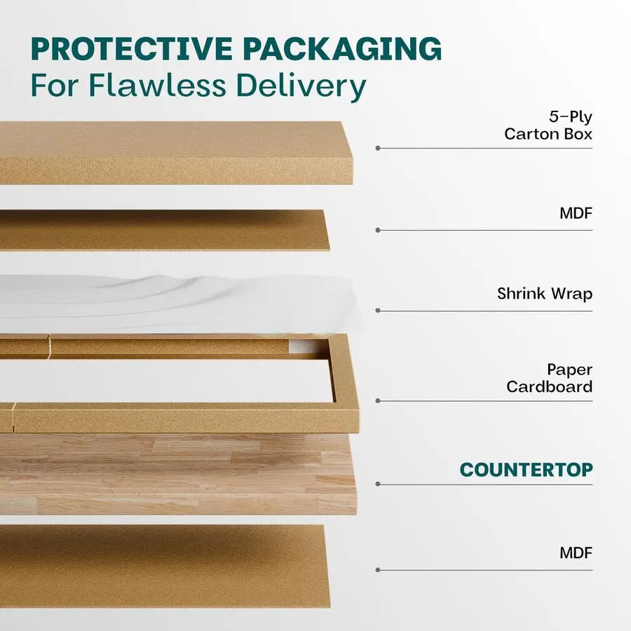 Hevea Solid Wood Butcher Block Table Top, Desk top, Unfinished Butcher Block Countertop for DIY Desktop Kitchen Countertop, 4ft