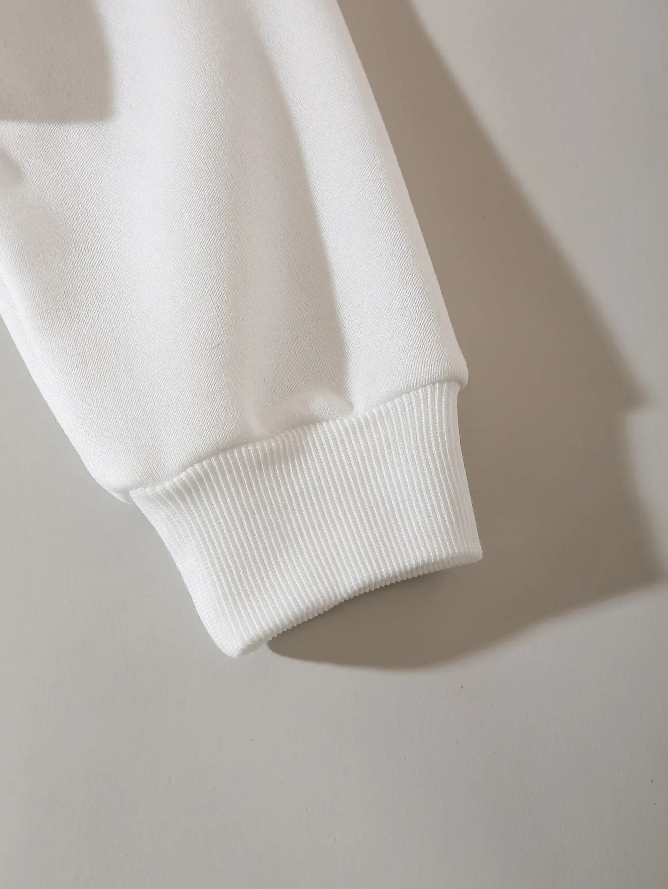 Sudadera Corta Blanca con Cierre, Hombros Caídos, Manga Larga, Bolsillo, para Otoño, Regreso a Clases y Uso Casual