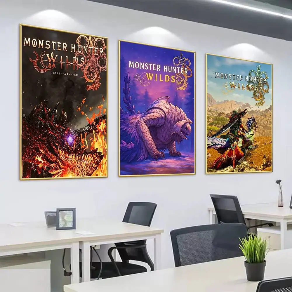Game M-Monster Hunter Poster High Quality Dorm Living Room Aesthetic Wall Decoration Painting Stickers