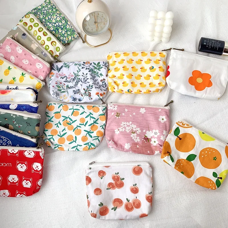 Cute Flower Fruit Printing Coin Purses Women Credit Card Holder Mini Wallet Coin Pouch Clutch Key Coin Money Bags for Girls