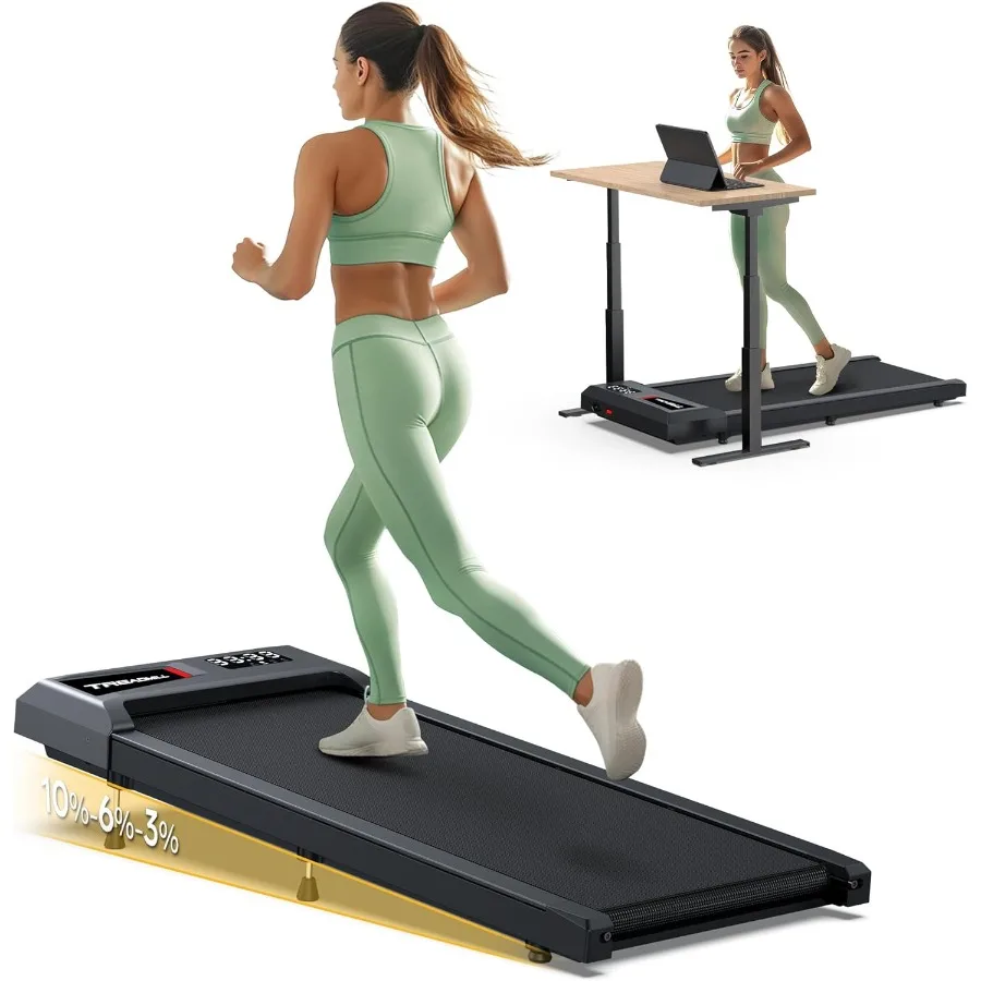 جهاز مشي محمول تحت المكتب للاستخدام المنزلي والمكتبي مع 10 منحدر يدعم ما يصل إلى 320 رطلًا وسرعة قابلة للتعديل والميل عبر أ