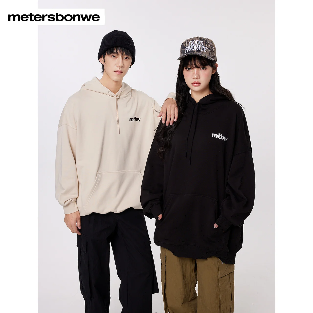 Metersbonwe-Men Women's Hooded Drawstring Design Back High Quality Print Hoodie Casual High Street Warm Pullover Winter