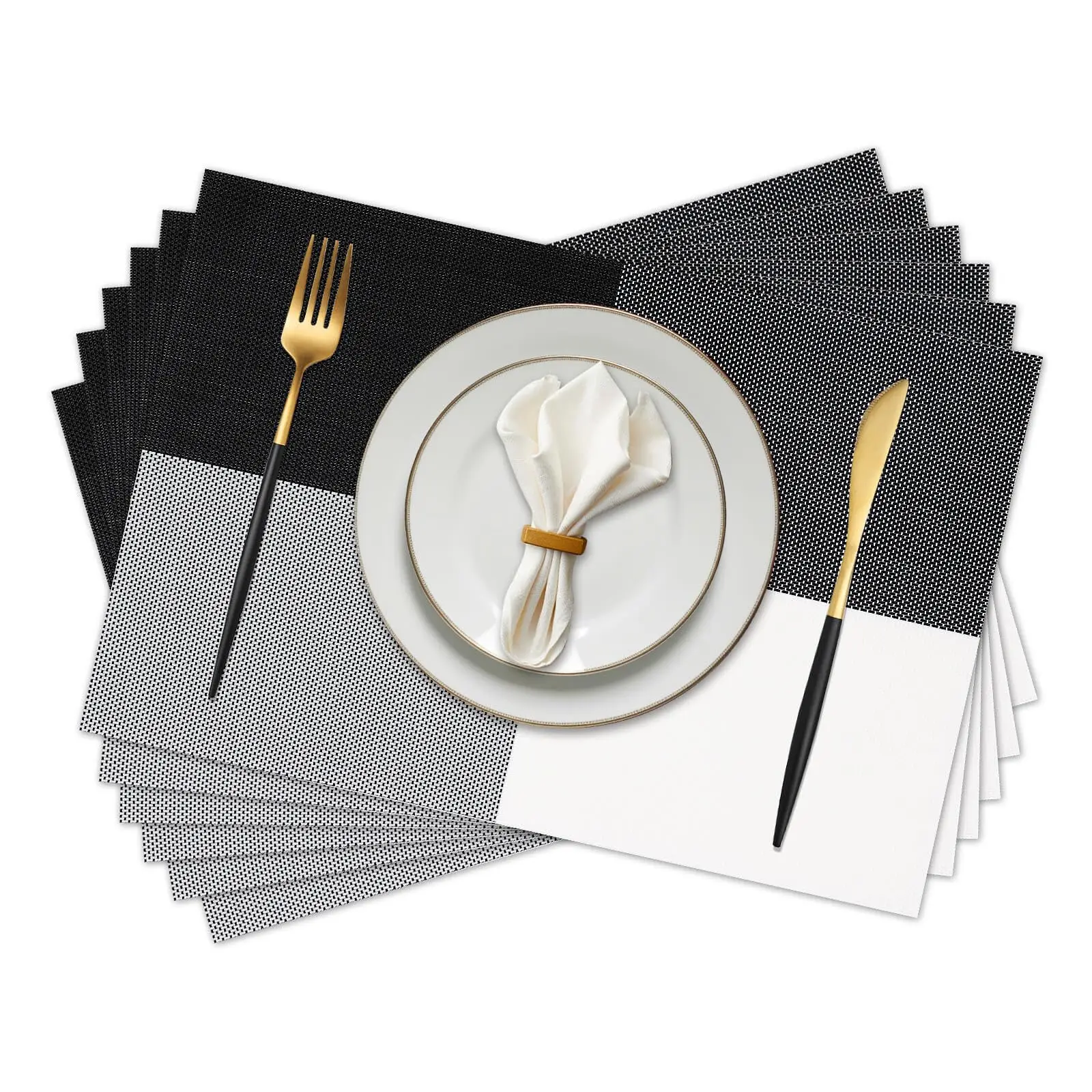 

Vinyl Plastic Placemats Washable Heat Resistant Non-Slip Elegant Outdoor Kitchen Dining PVC Woven Table Place Mats 12x18 Inch