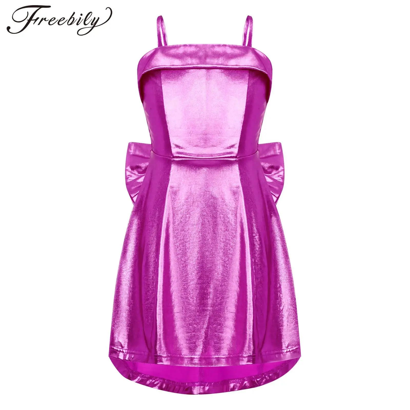 

Вечернее платье без рукавов для девочек, детский костюм для бальных джазовых танцев, танцевальная одежда, платье для выпускного вечера, модная уличная одежда, блестящее платье на бретельках с эффектом металлик