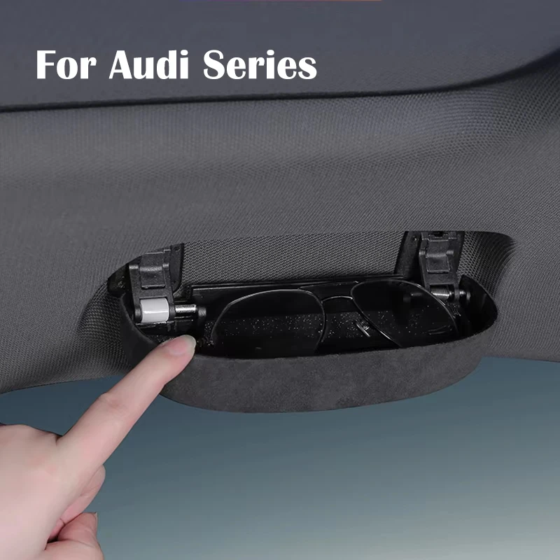 

For Audi A6 A8 A4 A3 Q2 Q3 Q5 Q7 Q8 2009-2023 2024 Alcan tara Car Glasses Holder Case Sunglesses Storage Organzier