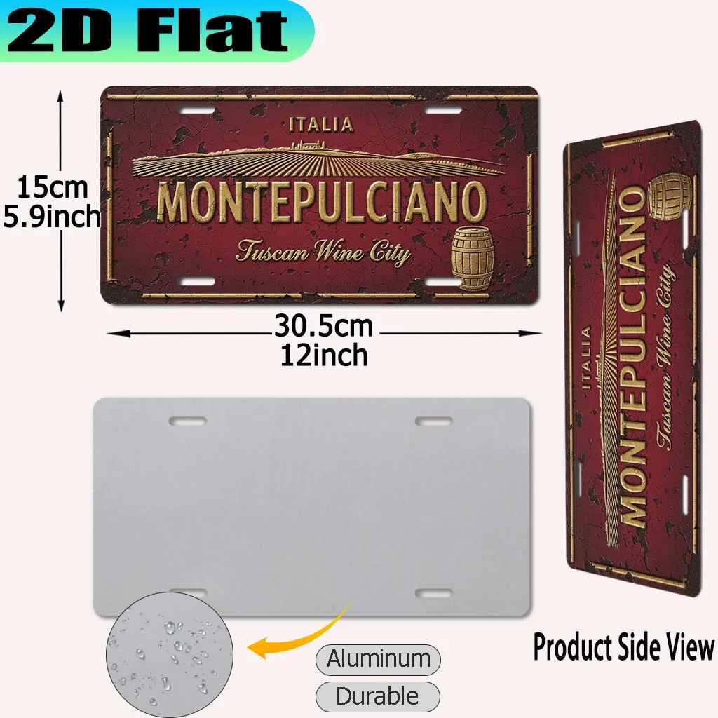 2D Flat - 【2D Flat】 2D Flat - [2D Flat] A Vintage Aluminum Sign (12X6 Inches) from Montepulciano, The City of Tuscan Wine, Inten