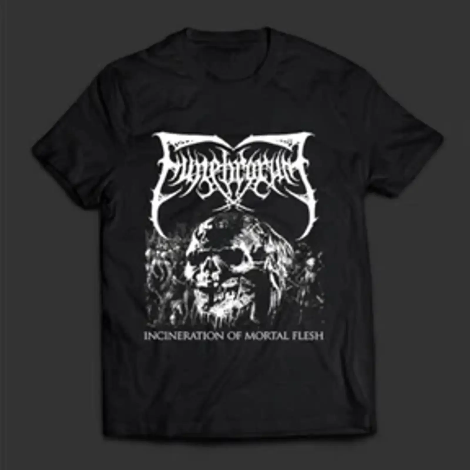 FUNEBRARUM Incineration of Mortal Flesh T SHIRT vintage Washed Versatile streetwear fashion Slightly designer clothes Stretched