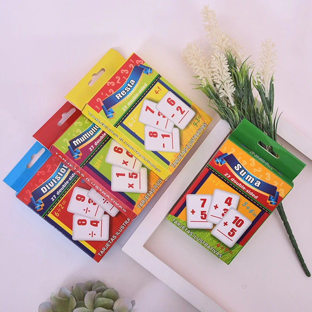 

54pcs Spanish Arithmetic Cards Colorful Number Flash Cards For Kids Early Learning Math Educational Tools Back To School Gifts