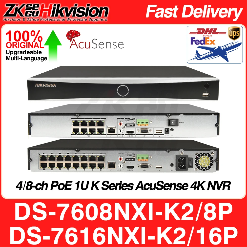 

Hikvision DS-7608NXI-K2/8P DS-7616NXI-K2/16P 8/16CH POE AcuSense 4K NVR 2 SATA AI By Camera/Device MD2.0 Network Video Recorder