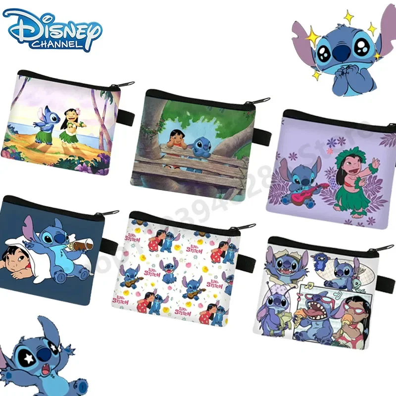 Kawaii Disney portfel Stitch dziecięcy moneta do przechowywania kluczy kobiety Anime torba kreskówki kreskówki zamek śliczna torba pojemność torebka