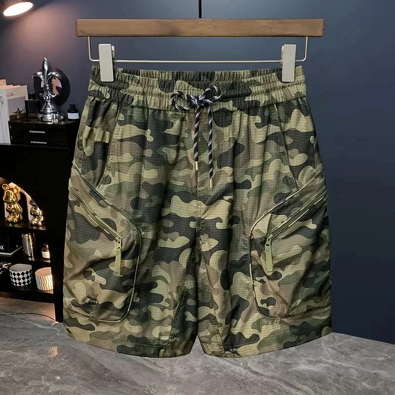 

Camouflage casual work pants for men in the summer of 2026, thin, trendy, versatile shorts, quick drying, loose cropped