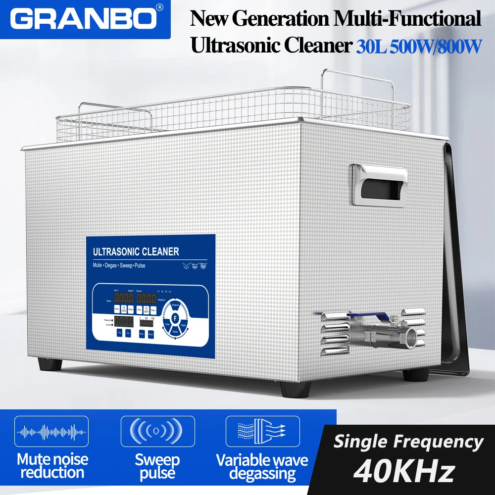 Granbo New Design Mute-Sweep-Pulse 9999 Seconds Timing Power Adjust 800W 30L Digital Ultrasonic Cleaner Fast Dispatch