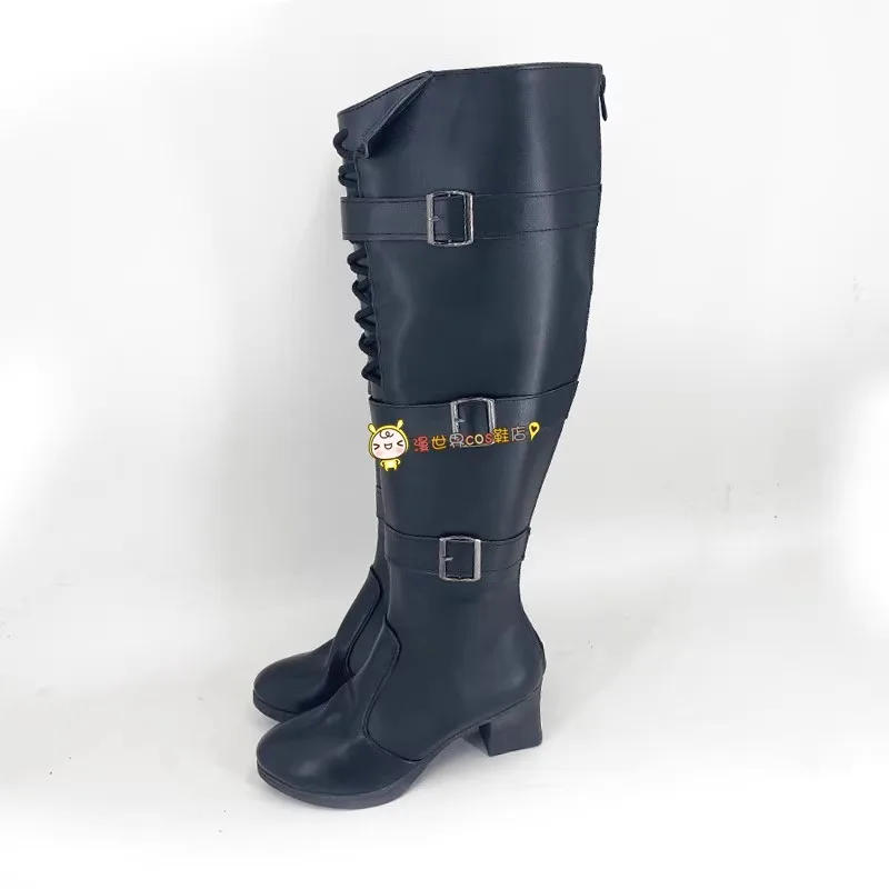 Love and Deepspace ザビエル ヒロイン コスプレ靴 コスチュームシューズ ブラック フェイクレザーシューズ