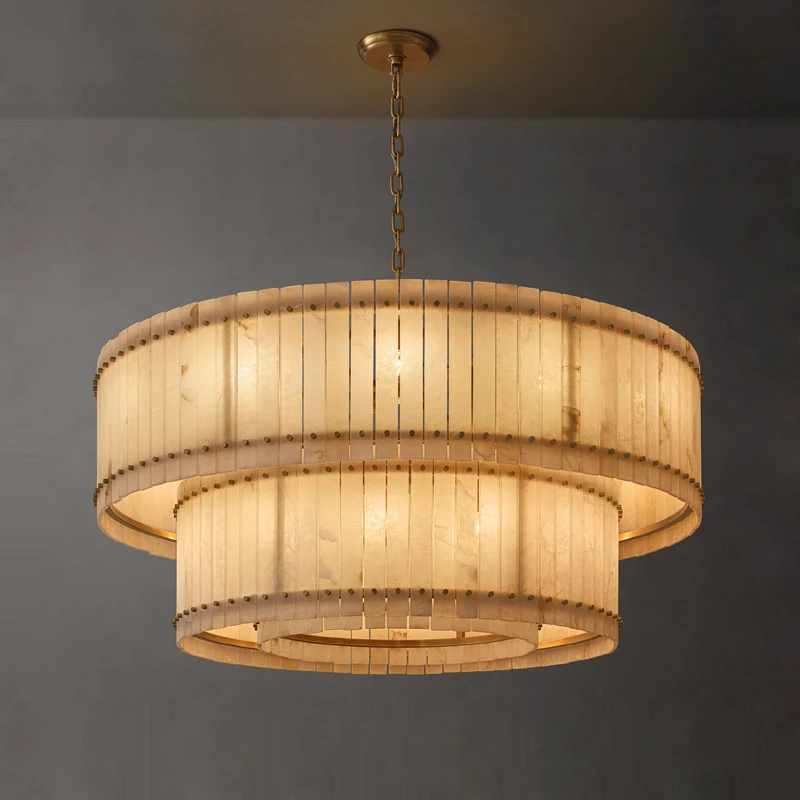 

Scandinavian dining room ceiling marble chandelier for bar, chain shape, dimmable, black stainless steel lustre