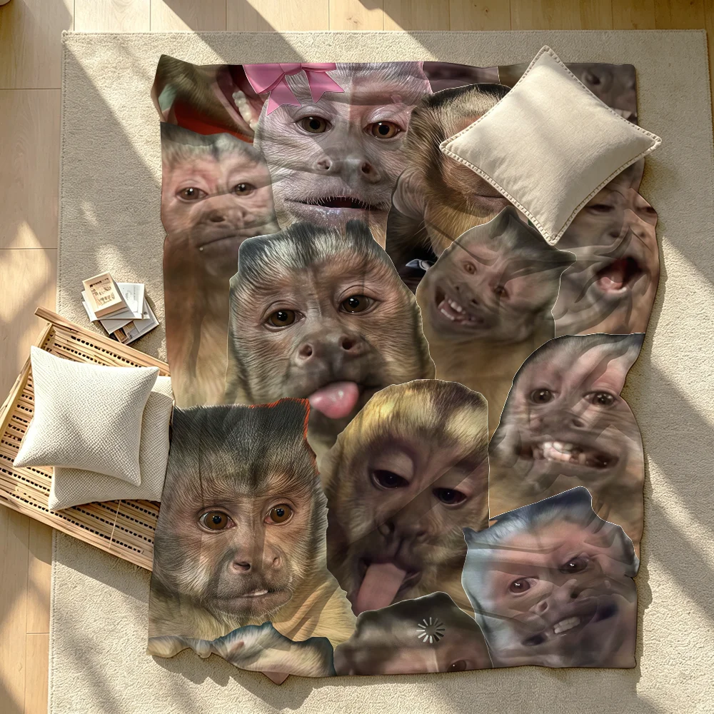 Manta con estampado divertido de un mono, suave, cálida y gruesa, ideal para el dormitorio, la sala de estar, la cama, el sofá, para acampar, para hacer un picnic o como regalo para la oficina.