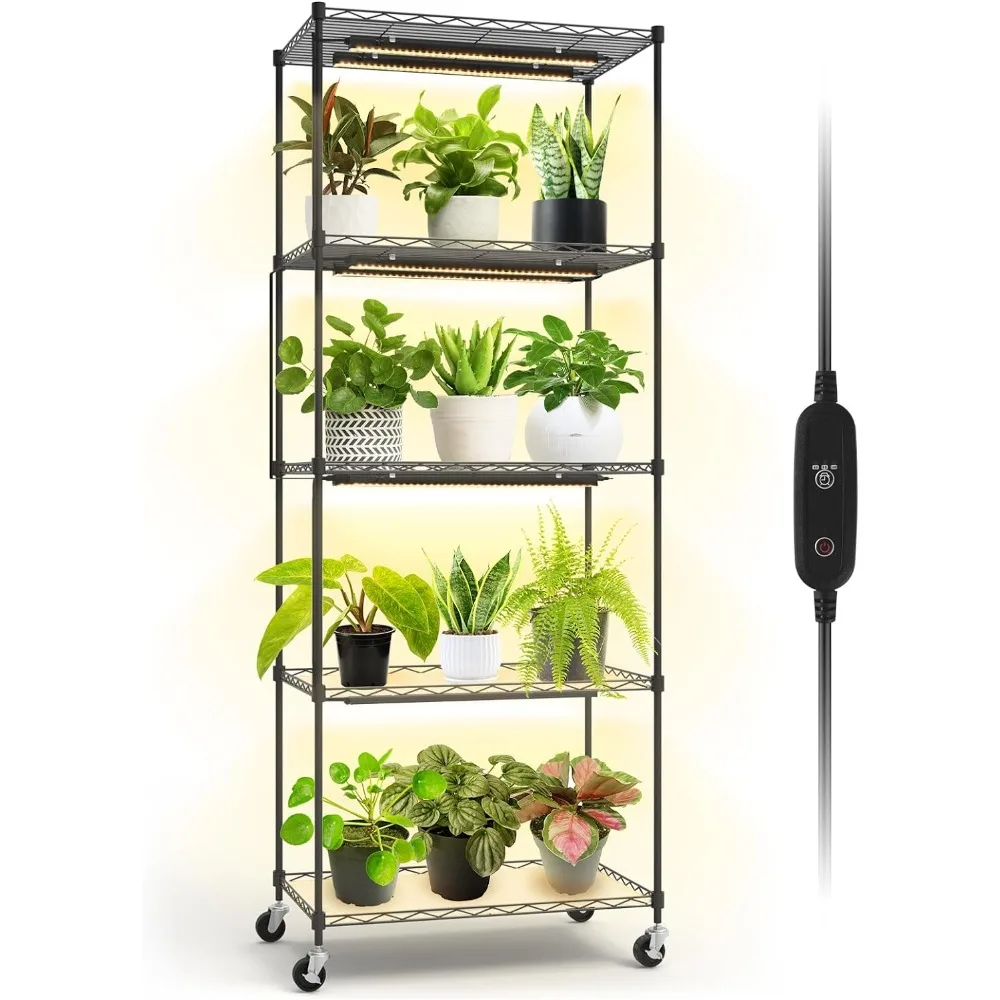 5-layer plant rack, indoor plant growth light, metal plant display rack,with 8 1.5-foot 8W full spectrum lights free of shipping