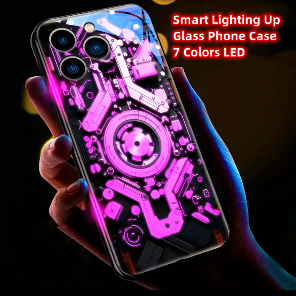 Mechanical Internal Screen Led Light Call Flash Phone Case Glitter Cover For Huawei P60 P50 P40 P30 Pro Plus Mate 60 50 50E 40