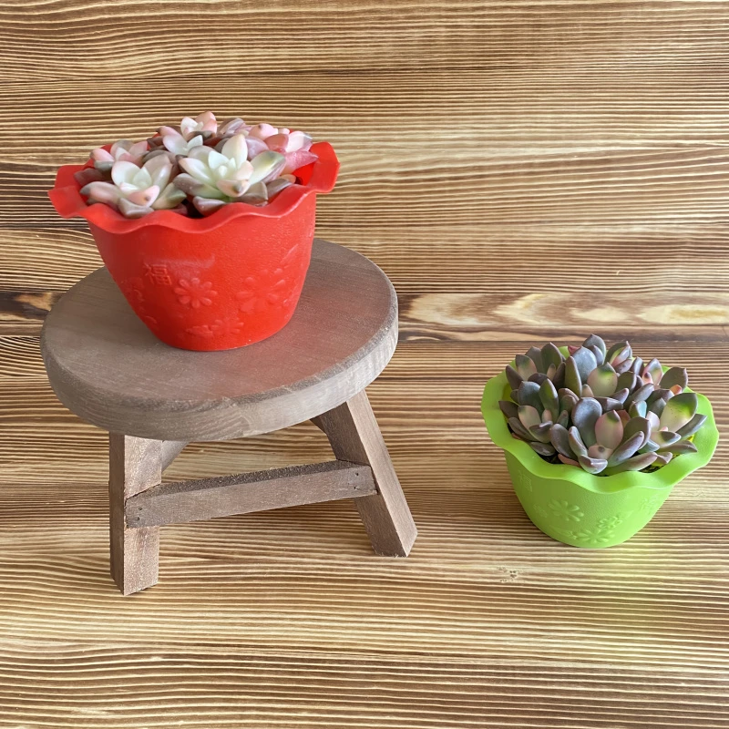 Wooden Flower Pot Bench with Plant Stand - Multi-Functional Round Garden Stool Suitable for Balcony, Terrace, Farmhouse, /Outdoor Use, Decorative Plant Holder & Seating, Rustic Furniture for Country Gardens,, Villa Decor