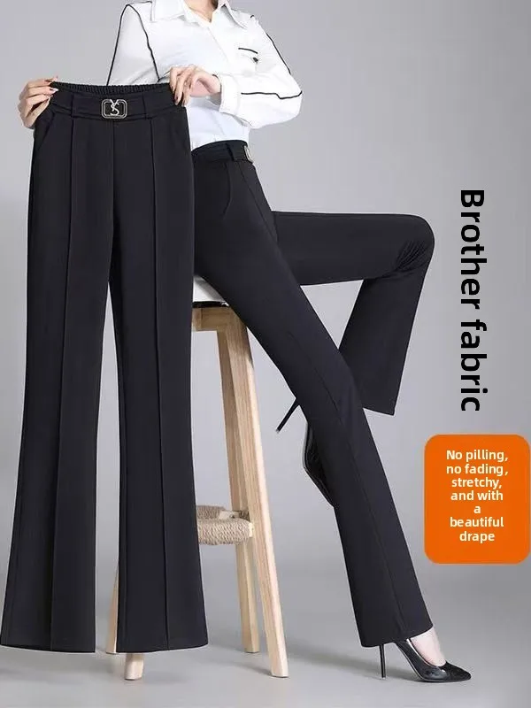 

Утягивающие широкие брюки с высокой талией для женщин, осенний новый повседневный профессиональный костюм, расклешенные брюки с микро-расклешенями, тонкая модель