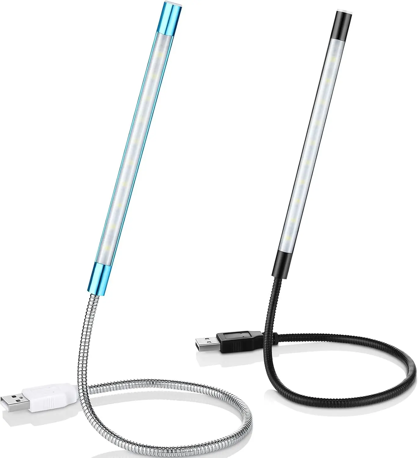 

2 Pack USB LED Desk Lamp with Flexible Gooseneck, Dimmable Touch Control for Laptop, Reading, Camping (Black & Blue)