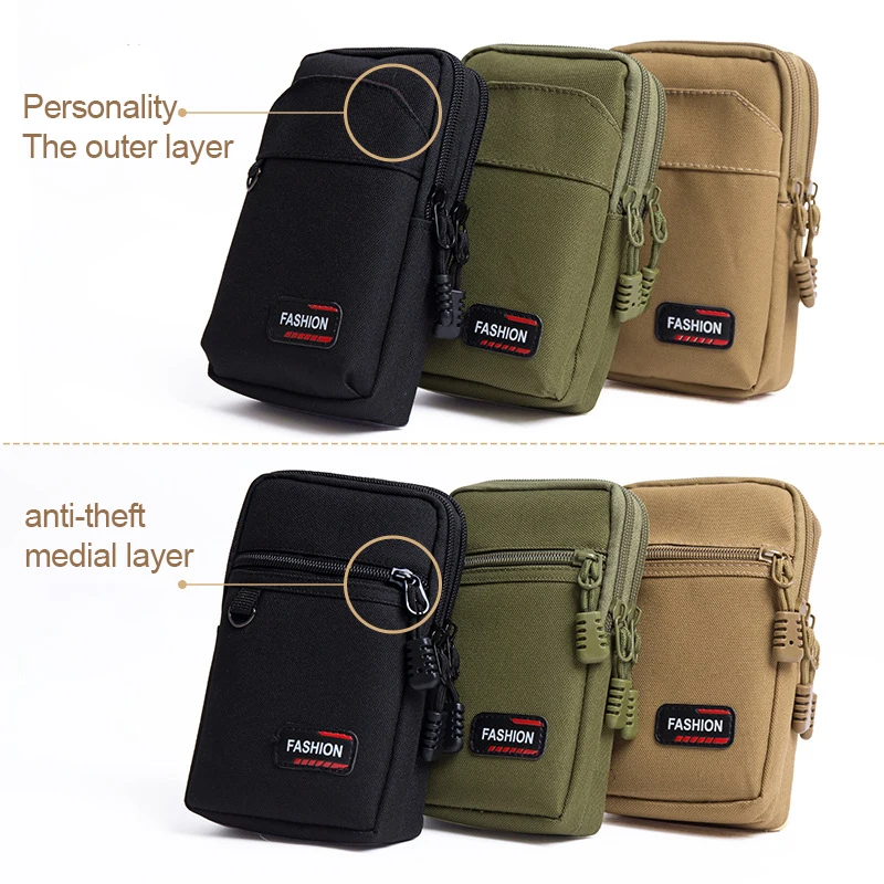 Nylon Tactical Bag Outdoor Molle Waist Fanny Pack Men Phone Pouch Camping Hunting Waist Bag EDC Gear Purses with Hook