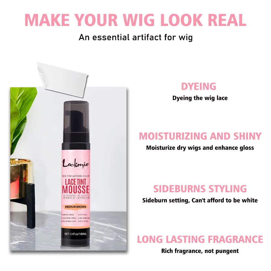 Women and Girl Wig Installation Kit Lace Wigs Tint Mousse,Adhesive,Remover,Dry Shampoo Powder,Wax Stick,Edge Control Wax & Tools