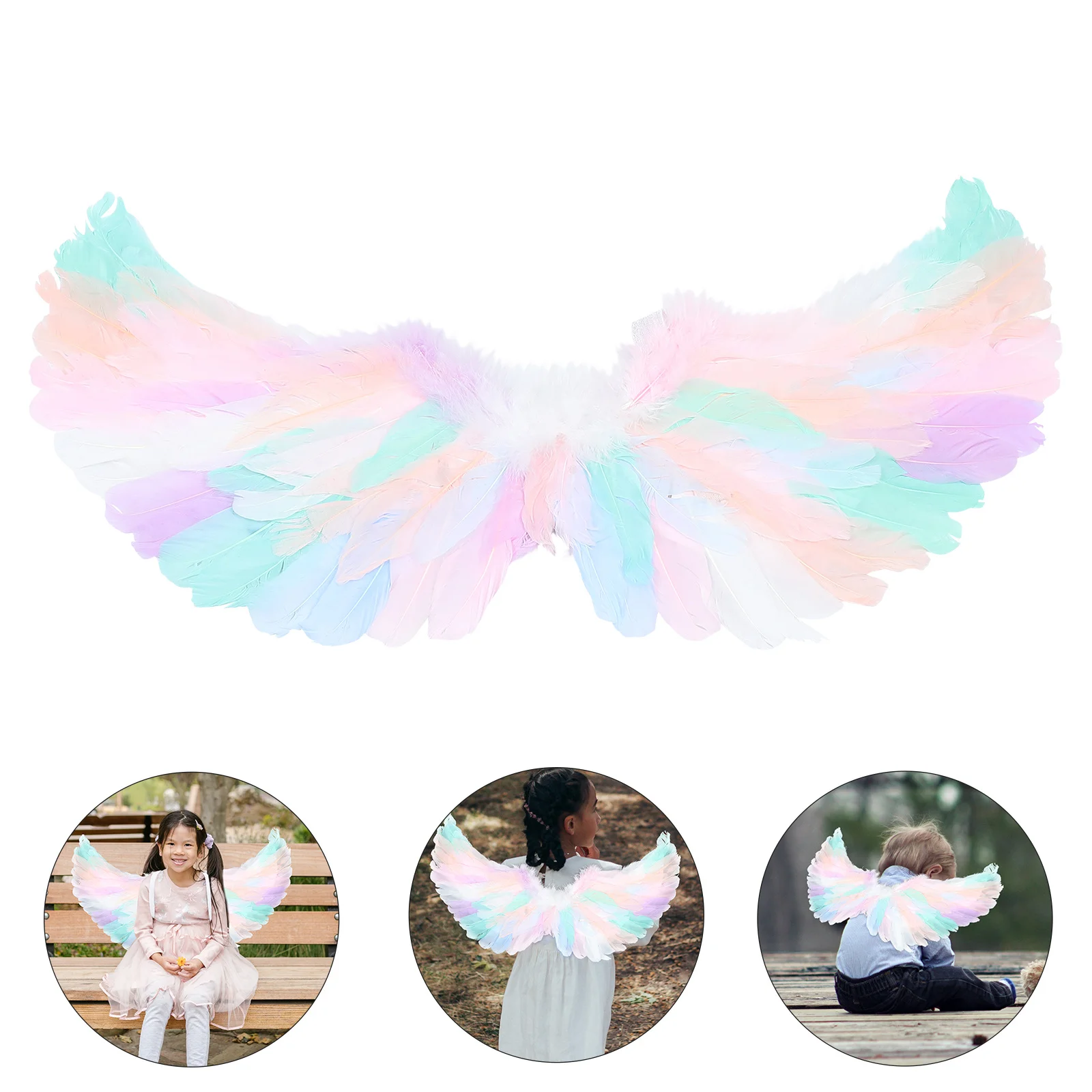 

Colorful Angel Wing Plume Prop Adorable Children Performance Ornament Christmas Festival Stage Photographing Cosplay