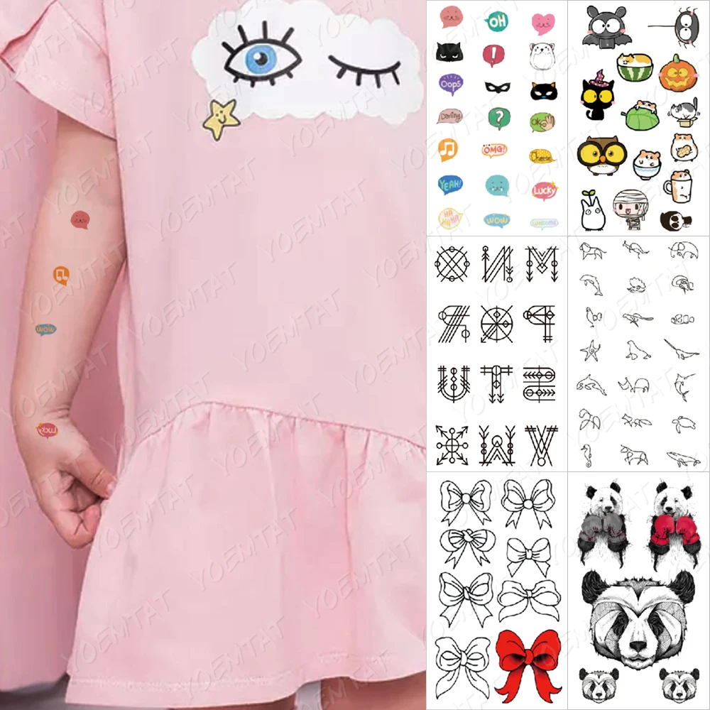 

Kids Cute Color Small Tattoos Note Transfer Waterproof Temporary Tattoo Sticker Girl Boy Body Art Flash Fake Tatto Arm Wrist Bow