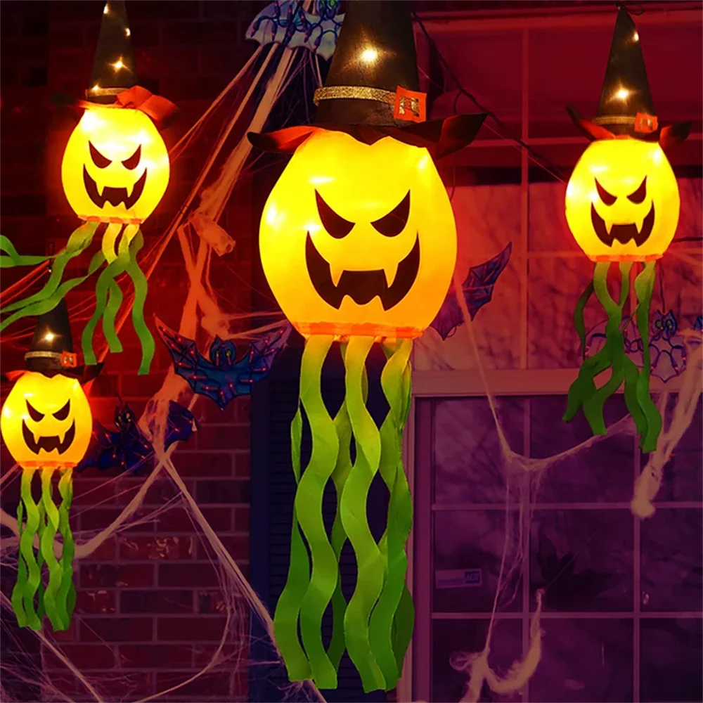 Halloween Led Lantern Flashing Hanging Lamp For Halloween Party Festival Decorations Wizard Pumpkin Lantern Lights Decoration