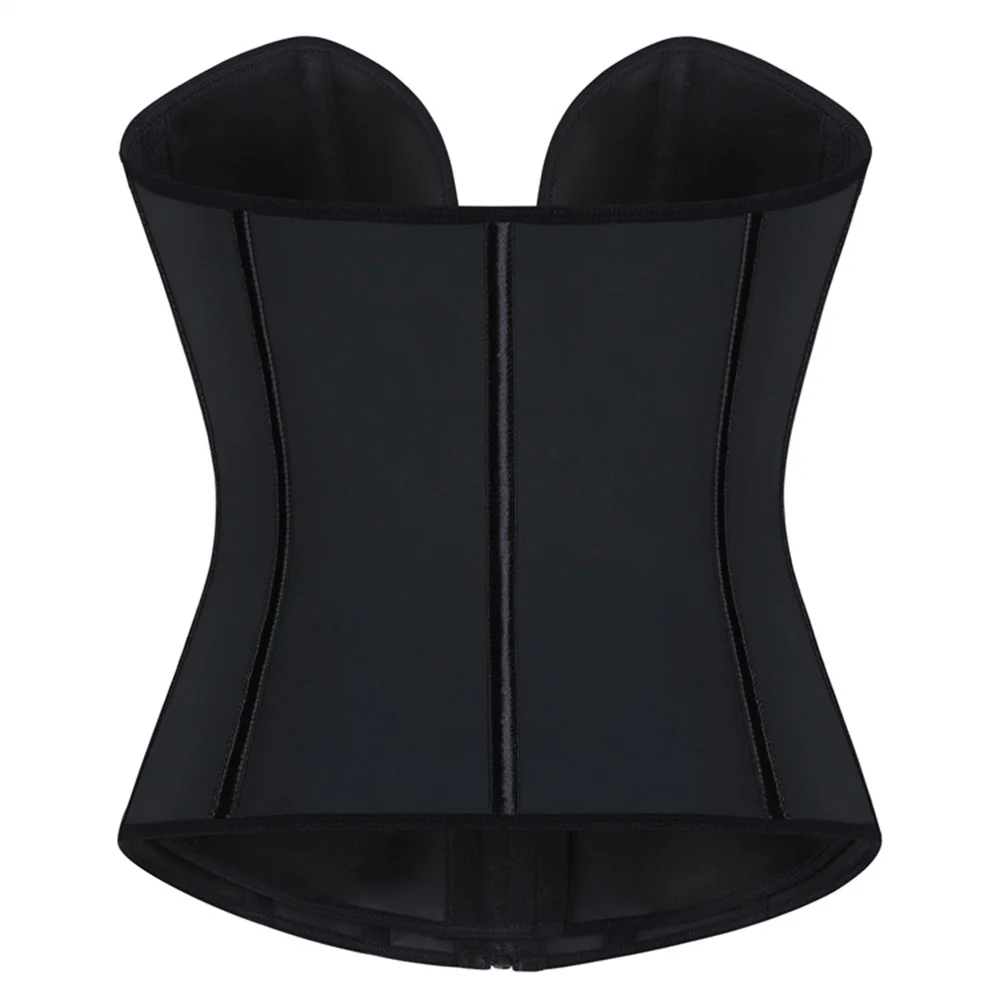 المرأة السوداء كورسيه فوقي للنساء اللاتكس الجبهة زيبر تشكيل الرياضة حزام تشكيل الجسم أعلى مثير حمالة المشدات