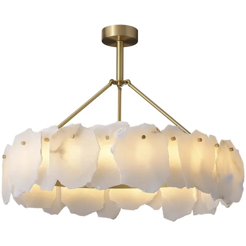 

Light luxury marble chandelier, all-copper living room light, modern new Chinese style simple atmosphere in the dining room