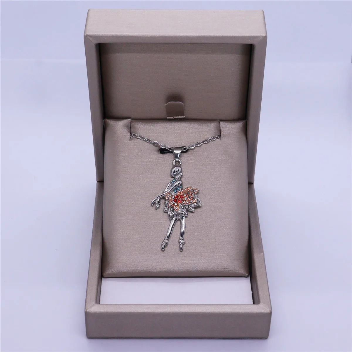 Exquisite Ballet Girl Colorful Rhinestone Pendant Necklace for Women Elegant Women Party Jewelry Accessories Girl Birthday Gifts