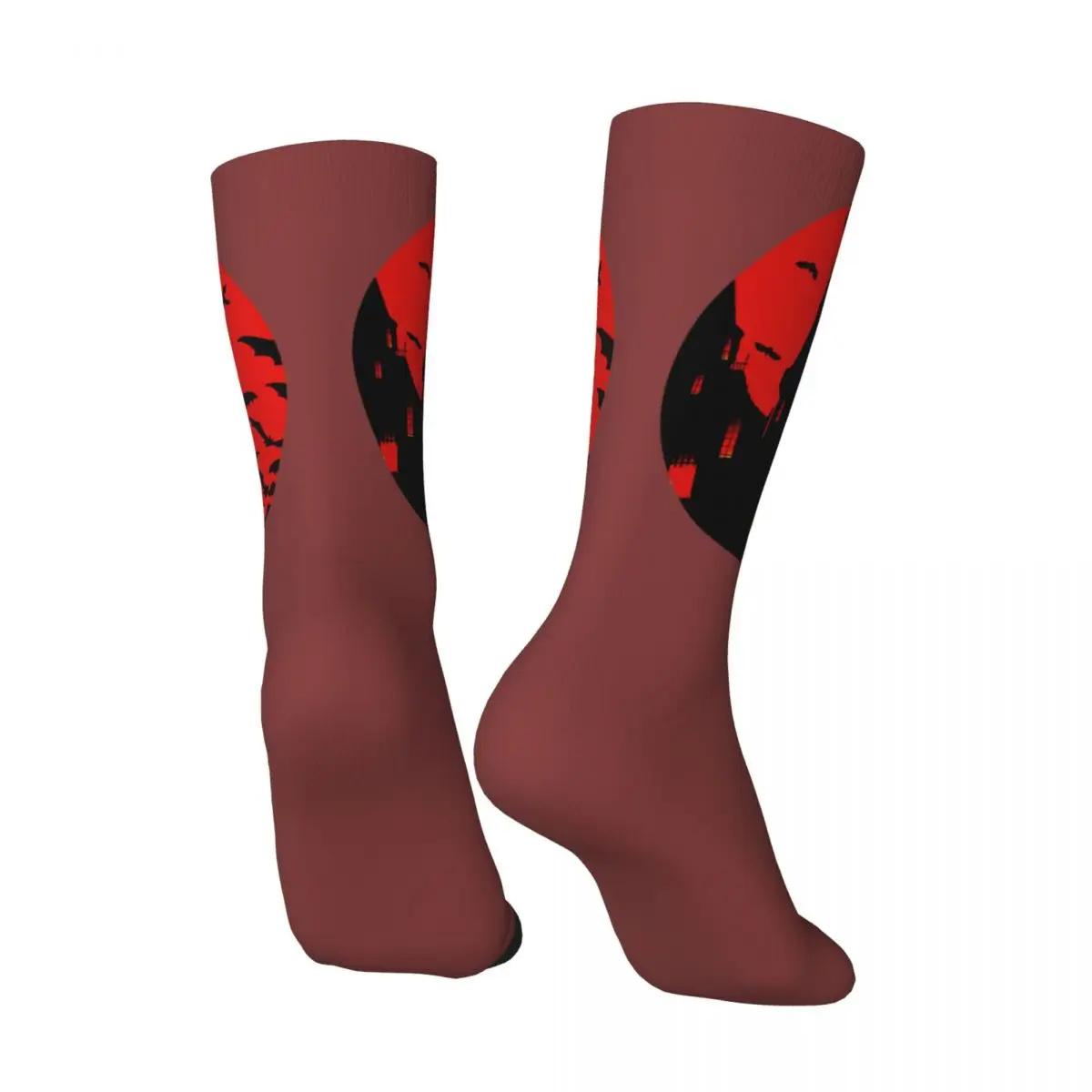 Funny Crazy Compression Sock for Men Dracula Hip Hop Vintage Cat The Return Of Vampurr Horror Halloween Happy Crew Sock