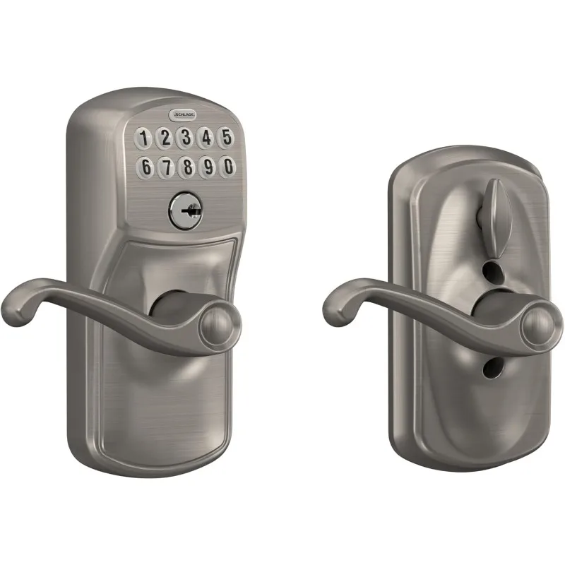 

FE595 PLY 619 FLA Plymouth Keypad Entry with Flex-Lock and Flair Style Levers, Satin Nickel