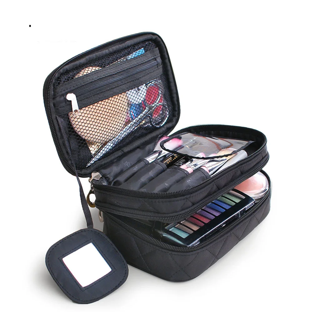 New Cosmetic Bag Portable Cosmetic Storage Bag Simple Large-Capacity Travel Double Zipper Makeup Pouch Waterproof Wash Bag