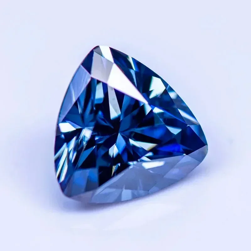 Moissanite Diamond Trillyon Cut Primary Color Royal Blue Lab Created Gemstone for DIY Charm Jewelry Making  with GRA Certificate