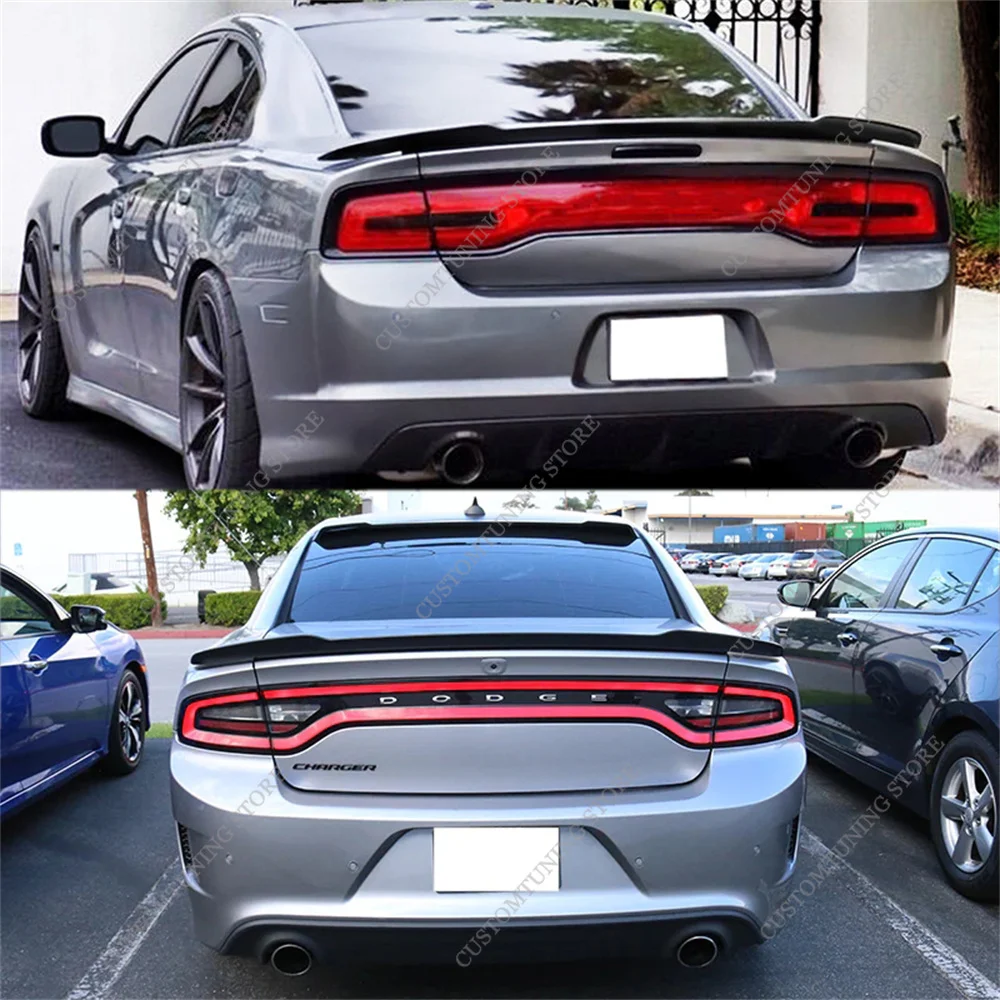 Gloss Black Rear Spoiler Wing For Dodge Charger MK7 GT/RT/SE/SRT/SXT 4-Door Rear Trunk Spoiler Caps 2011-2018 Bodykits Tuning