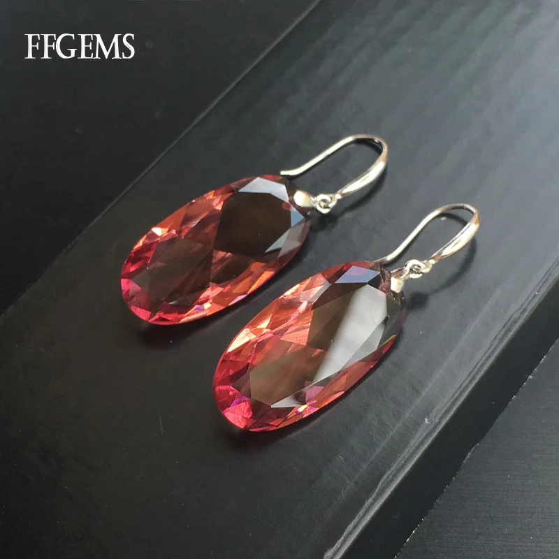 FFGems Big Stone Oval15*30mm Zultanite Earring 925 Silver Sterling Diaspore Stone Color Change Fine Jewelry For Women Party Gift