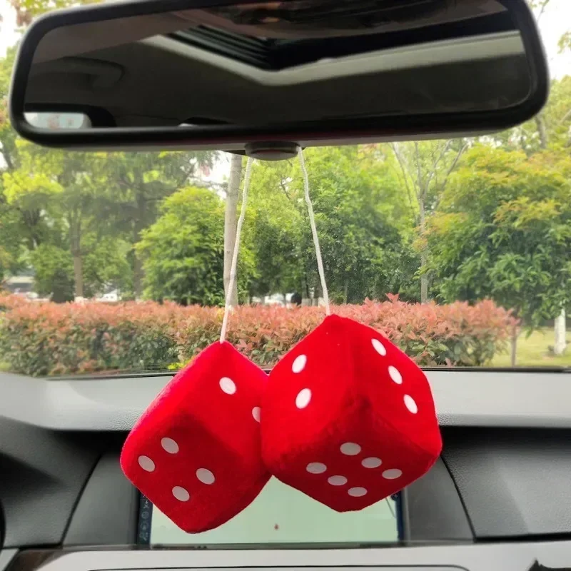 Plush Dice Car Pendant Colorful Rear View Mirror Hanging Charm Auto Interior Suspension Home Fashion Decoration
