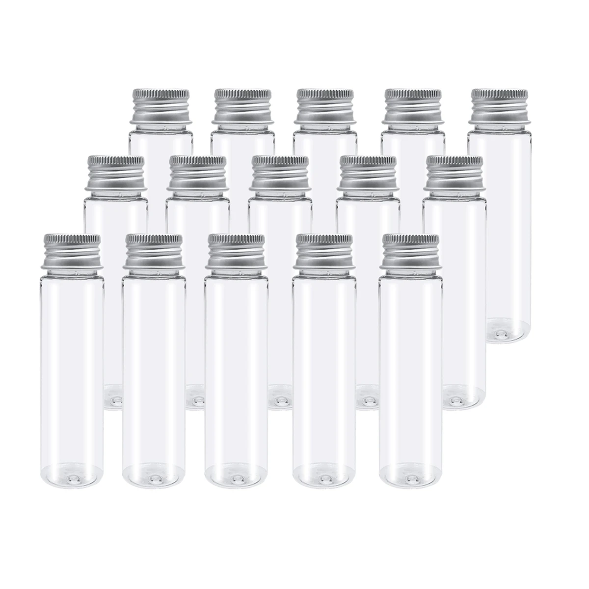 Tubo de ensayo de plástico para decoración de fiestas, tubos de ensayo planos transparentes de 15 piezas y 110Ml con tapas de rosca