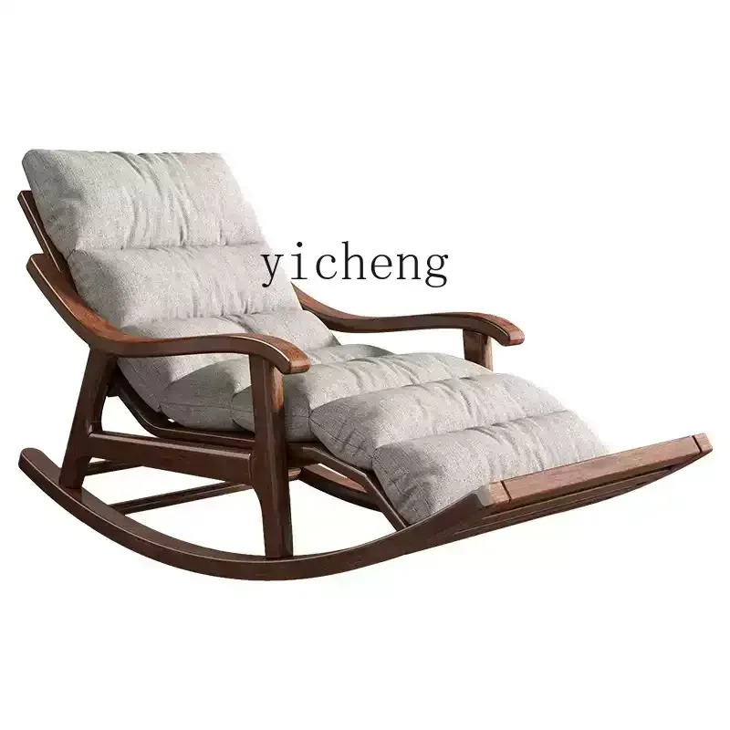 

TQH Solid wood rocking chair Adult reclining Walnut rocking chair Balcony rocking Lazy sofa Leisure chair