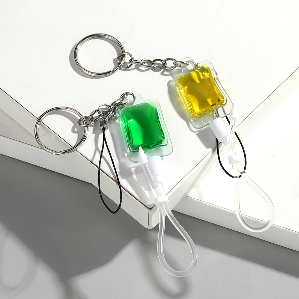 1 Pcs Yellow and Green Plasma Pack Blood Bag PVC Pendant for DIY Jewelry Making Keychain Charm Gift Accessory Keyring New Style