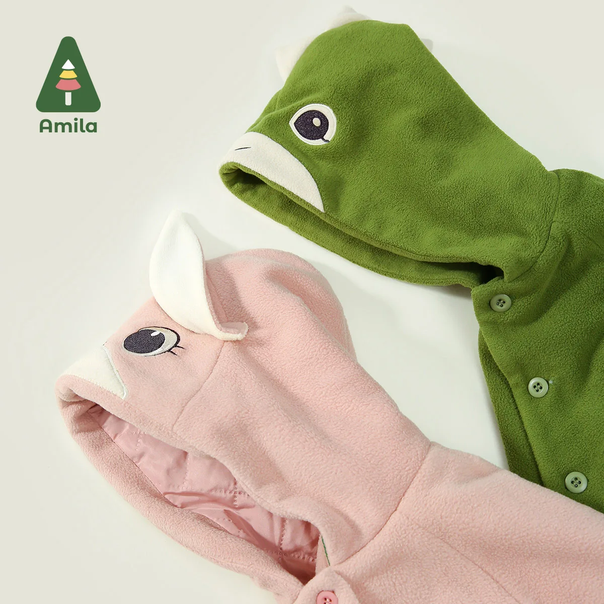 Amila Baby Children Coat 2024 Winter New Multicolour Hooded Fleecing Animal-themed Cute Warm Baby Clothing